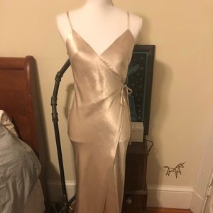 Silk wrap split gown